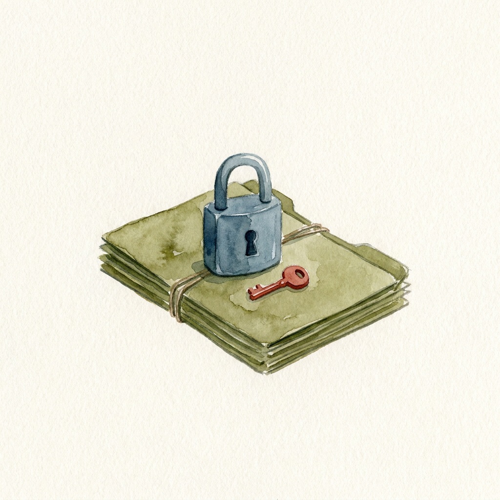 A padlock on private documents