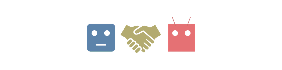 A human and a robot shaking hands