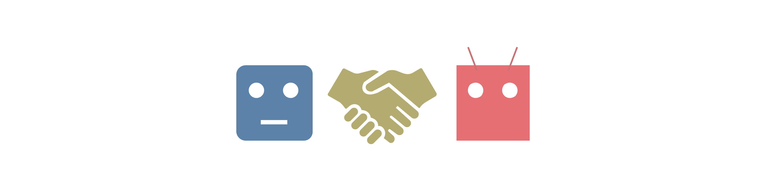 A human and a robot shaking hands