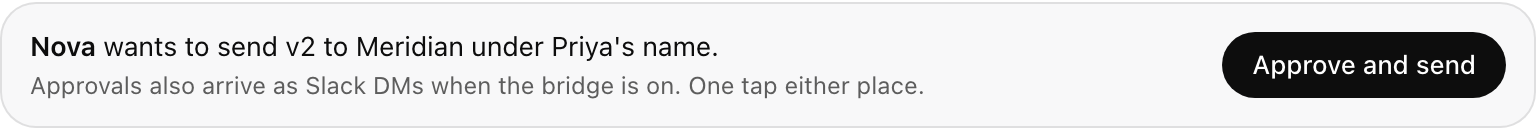 An agent's work waiting for one human tap